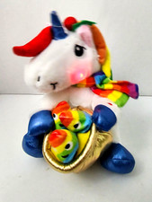 Gemmy Animated Musical Plush Toy 12  Rainbow Unicorn Christmas  Deck the Halls  