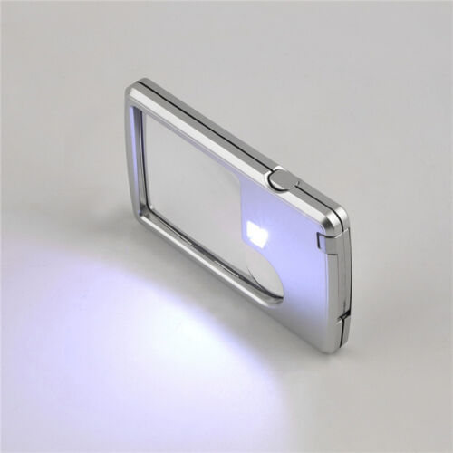3x 6x LED Light Jewelry Magnifier Loupe Credit Card Shaped Lens Magnifying Y*A2 - Picture 1 of 10