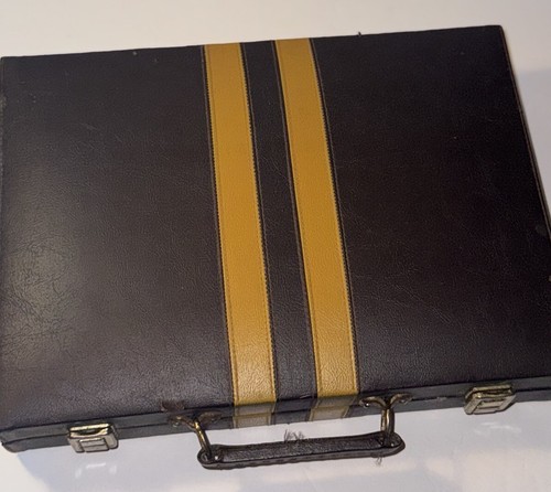 Backgammon Set Wooden Portable 15" Travel Folding Case with Handle Vintage.. - Picture 2 of 13