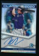 ZAC VEEN AUTO Class of 2020 Bowman Chrome Draft Autograph REFRACTOR #/250 RC