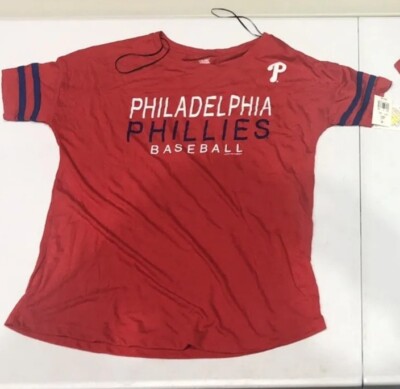 New Official MLB Philadelphia Phillies Red Women's Short Sleeve Shirt