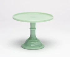 New!  Jadeite/Jadite Green 9" Pedestal Cake Stand Plate - Mosser 2409J 