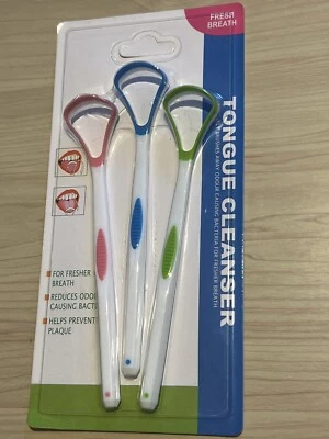 3pcs Soft Tongue scraper cleaner brush handle floss tounge cure bacteria SEALED