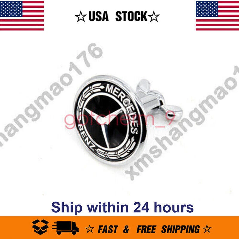 Black Classic Bonnet Badge Hood Emblem C S E Class W204 W211 44mm - Image 3 of 4