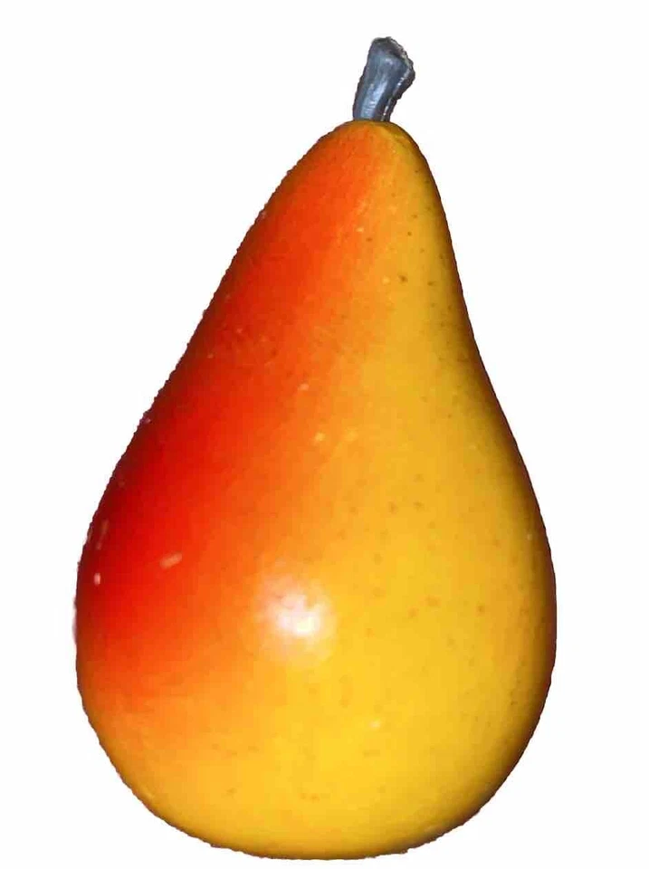 VTG Soap Stone Fruit Pear Yellow Red Speckled Realistic Painted Food Decor - Image 2 of 4