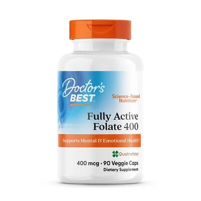 Doctor's Best Fully Active Folate 400 with Quatrefolic 400mcg 90 Veggie Capsules