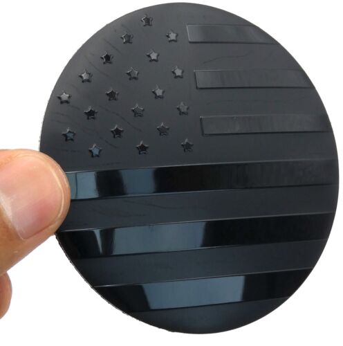 1x Patriotic American Flag Decal Sticker Emblem Aluminum Dome 65mm 2.55" Black - Foto 2 di 21