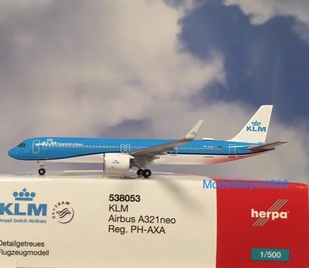 Herpa Wings 1:500  Airbus A321neo  KLM PH-AXA  538053 Modellairport500