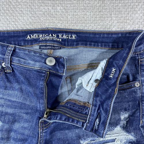 American Eagle Women Shorts 12 Distressed Midi Cut Off Jorts Mid Rise Stretch - Picture 13 of 18