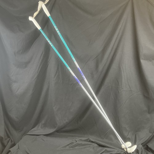 LEKI F40 Aluminum Ski Poles 145 cm 58 inches Teal White Vintage made in Germany