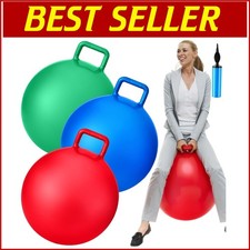 3 Safe 31-Inch Hopper Balls with Air Pump - Fun Sports Toys in Red, Blue, Green
