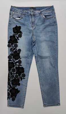 Boston Proper Women s Blue Floral Jeans Size 16 Ankle Length W34/L26