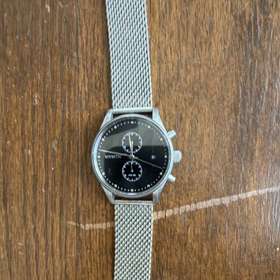 MVMT Voyager Chronograph Date Mesh Stainless Steel Quartz Watch Black Dial 100m