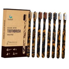 Biodegradable Eco-Friendly Cellulose Acetate Toothbrushes - 8 Count