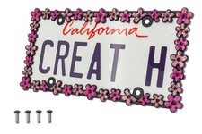 Creathome 3d Shining Daisy Wrenth License Plate Frame From Pure Zinc Alloy Metal