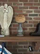 LOOK - Amazing! Decorative Layered Wood Ball Sphere With Ceramic Pedestal