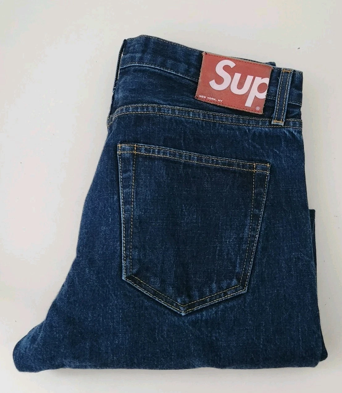 Supreme Denim Slim Jeans Größe 34 W34 L32 Hergestellt IN U.S.A Blau Hose