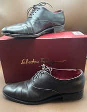 Salvatore Ferragamo Tramezza Mens Size 9 Leather Cap Toe Oxford Brown Made Italy