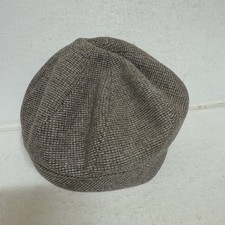 UNBRANDED Brown Tan Wool Blend Newsboy Flat Cap Tweed Hat 23 Inch RC