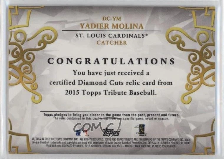 2015 Topps Tribute Diamond Cuts Relics Black /50 Yadier Molina #DC-YM - Image 2 of 2
