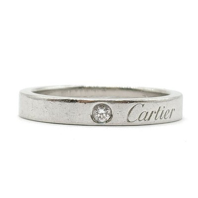 Cartier Ring Engraved Natural Diamond Platinum 2882852