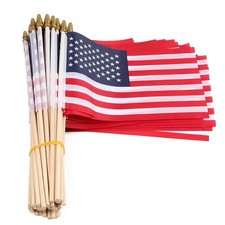 12 Pack Small American Flags on Stick 5x8 Inch/Mini US Flags/American Hand Held