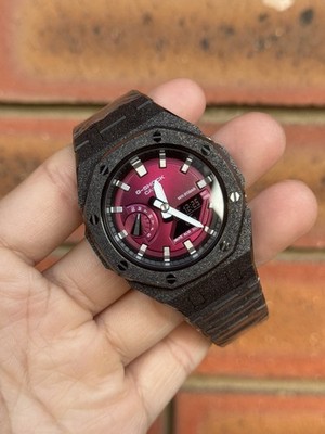 Casio G-Shock GA-2100 Custom Mod   Premium Stainless Steel Case Frost-Magenta