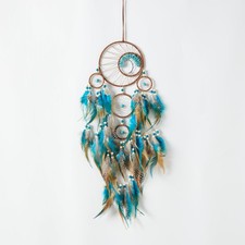 Pretty Jolly Brown Blue Feather Large Dream Catchers Wall Decor with Chakras