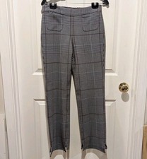 Preppy Chic Plaid Pants Argent Size 6 Office Siren Quiet Luxury Made In USA