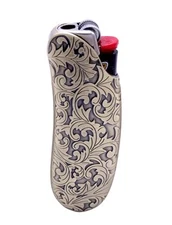 Vintage Flower Design Metal Lighter Case Cover Holder, Sleeve Pouch Standard