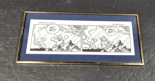 Hagar the Horrible Comic Strip Desk Art Classcom Why Me Dik Brown Brass Frame