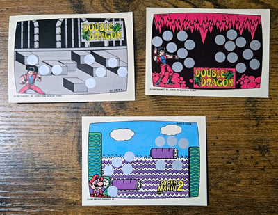 Topps 1989 Scratch-Off Game Cards 3-Card Lot Double Dragon Super Mario Bros. 2