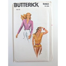 UC/FF Butterick 6861 VTG 70s Misses Blouse Sewing Pattern Size 8 V-Neck UC FF