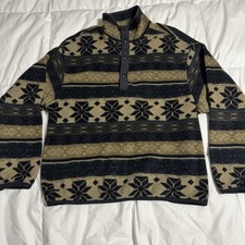 VTG 90’s Woolrich 1/4 Snap Button Fleece Polartec Snowflake Pullover Mens Sz. L