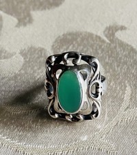 Chrysoprase Silver Ring, Size 7 Women