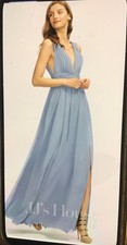 JJ S HOUSE DRESS A-LINE V-NECK FLOOR- Length Chiffon BRID ESMAID W/PLEATED Sz 16