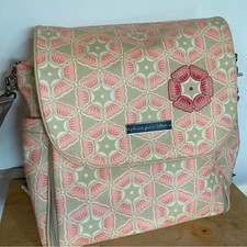 PETUNIA PICKLE BOTTOM Pink and Cream Baby Diaper Bag Flower