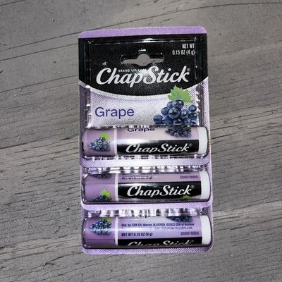 Chapstick Stick Grape Flavored Lip Care Balm Paraben Free 3 Pack 