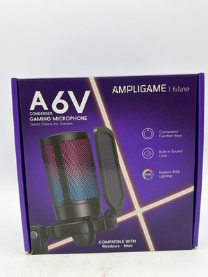 FIFINE Gaming USB Microphone for PC PS5, Condenser Mic with Quick Mute, RGB Indi