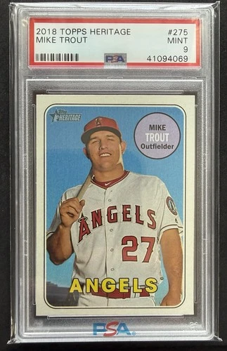 2018 TOPPS HERITAGE MIKE TROUT PSA 9 MINT - LOS ANGELES ANGELS #275