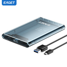 EAGET 2.5" External Hard Drive Enclosure USB 3.0 6Gbps SATA SSD Case UASP TRIM