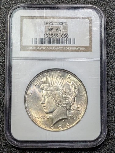 1925 Silver Peace Dollar $1 NCG MS64 - Old Glory C&C Daily 1c Auction!