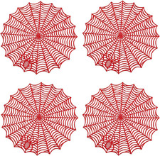 Halloween Spider Web Placemats 15 Inches Heat Insulation Hollow Out Black Spider
