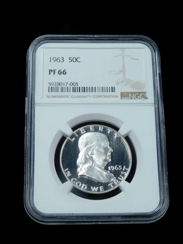 1963 50c Proof Franklin Silver Half Dollar - NGC PF66