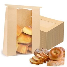 Pack Paper Bread Bags for Homemade, Sourdough Bread Bags with Clear Window 200