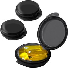 3 Pack Small Pill Box for Pocket Purse Daily Round Mini Pill Organizer Case
