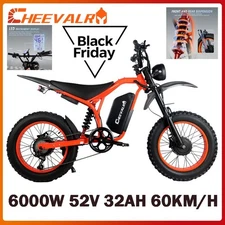 Electric Dirt Bike 20" Fat E-Bike 6000W 52V 32Ah All Terrain E-Motorcycle 40 MPH