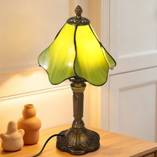 Green Glass Inverted Petal Lampshade,Tiffany Home Decoration Lighting Table Lamp