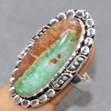 925 Silver Plated Chrysoprase Ring US 12 Elegant Gift Design JW