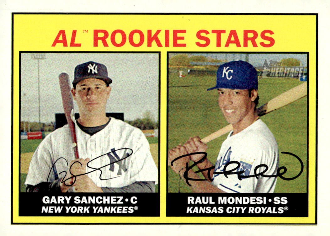 2016 Topps Heritage #177 AL Rookie Stars (Gary Sanchez / Raul Mondesi) RS, RC